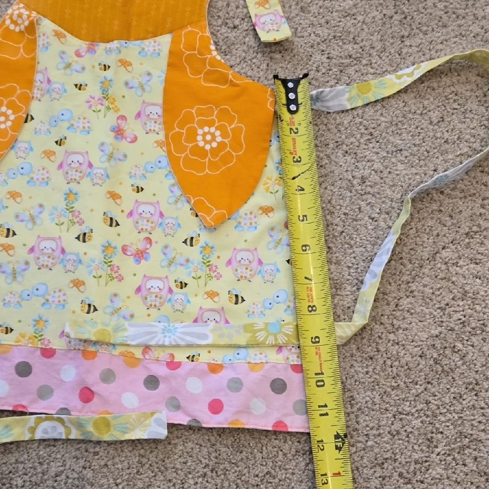 Kids Owl Apron in Yellow and Orange - Brand